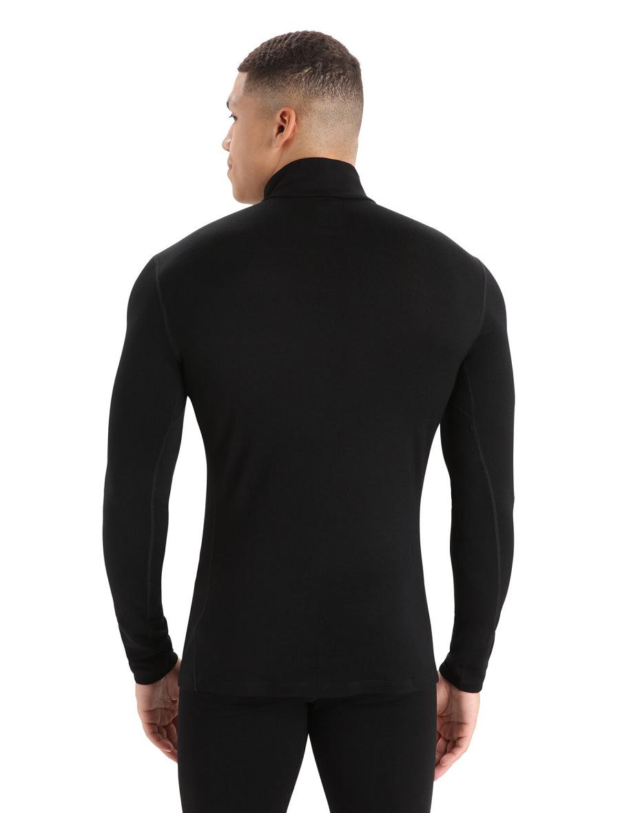 Icebreaker Merino 260 Tech Long Sleeve Half Zip Thermal Top Férfi Base Layers Fekete | HU 1387UZGT